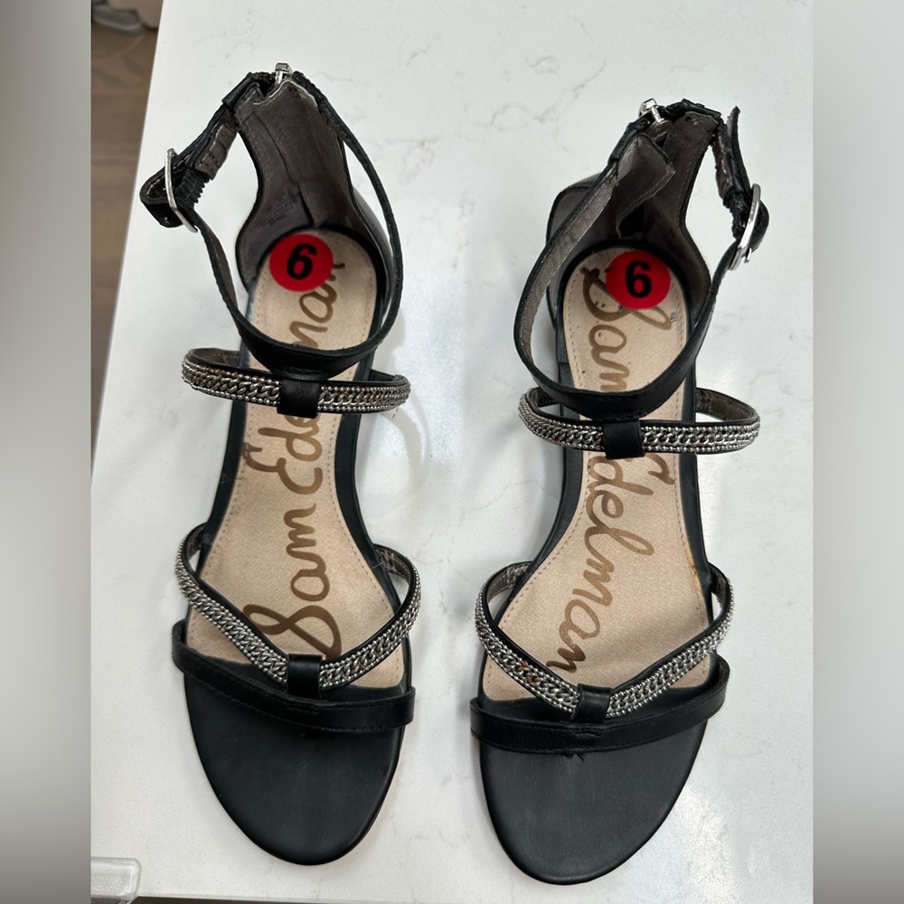 Sam Edelman Black and Silver Strappy Sandals